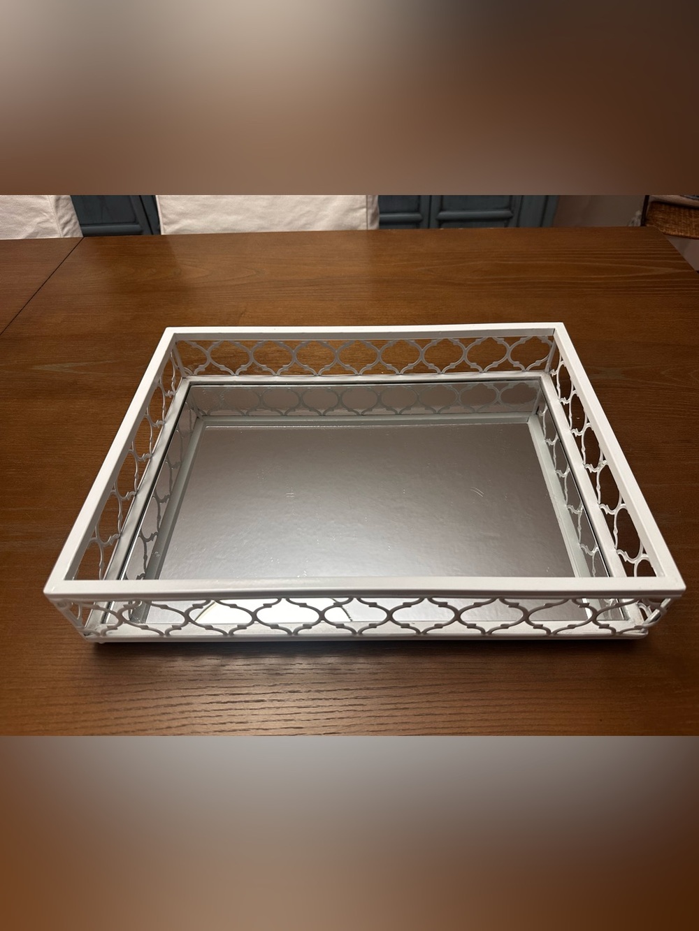 White Decorative Mirrored Tray